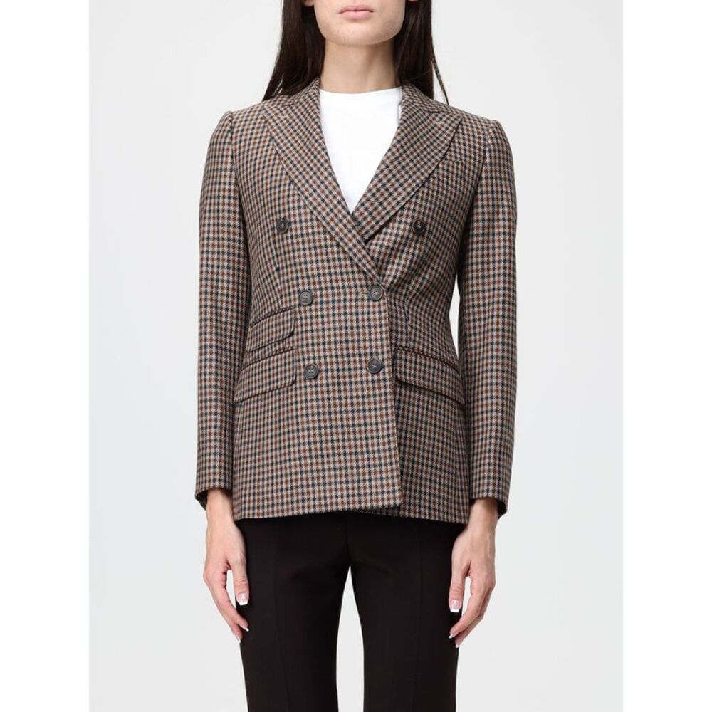 Max Mara Women Max Mara Prince Of Wales Pure Wool Double-Breasted Blazer